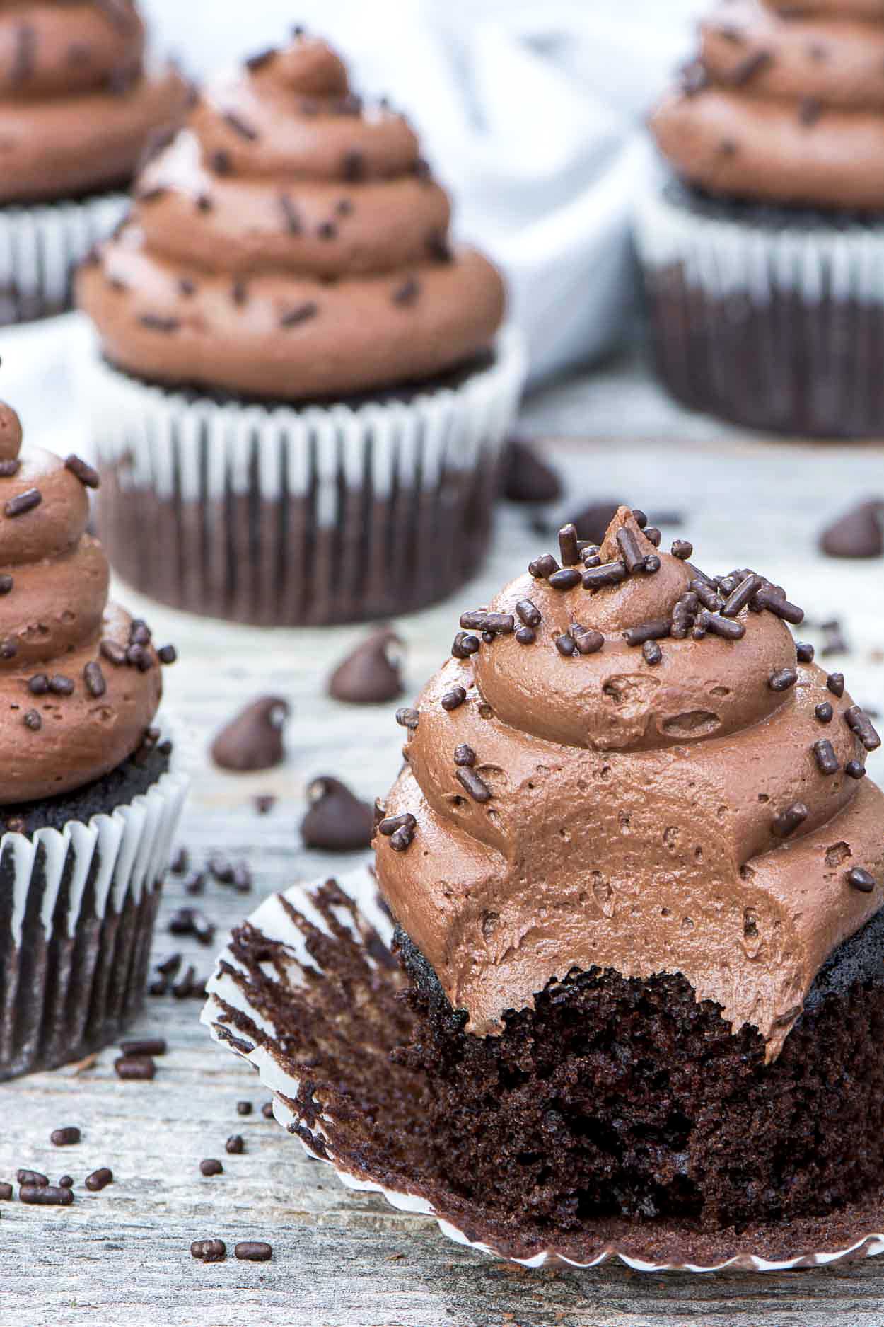 Classic Chocolate cupcakes that have a tender, moist crumb and a smooth and creamy chocolate frosting | Simple Revisions