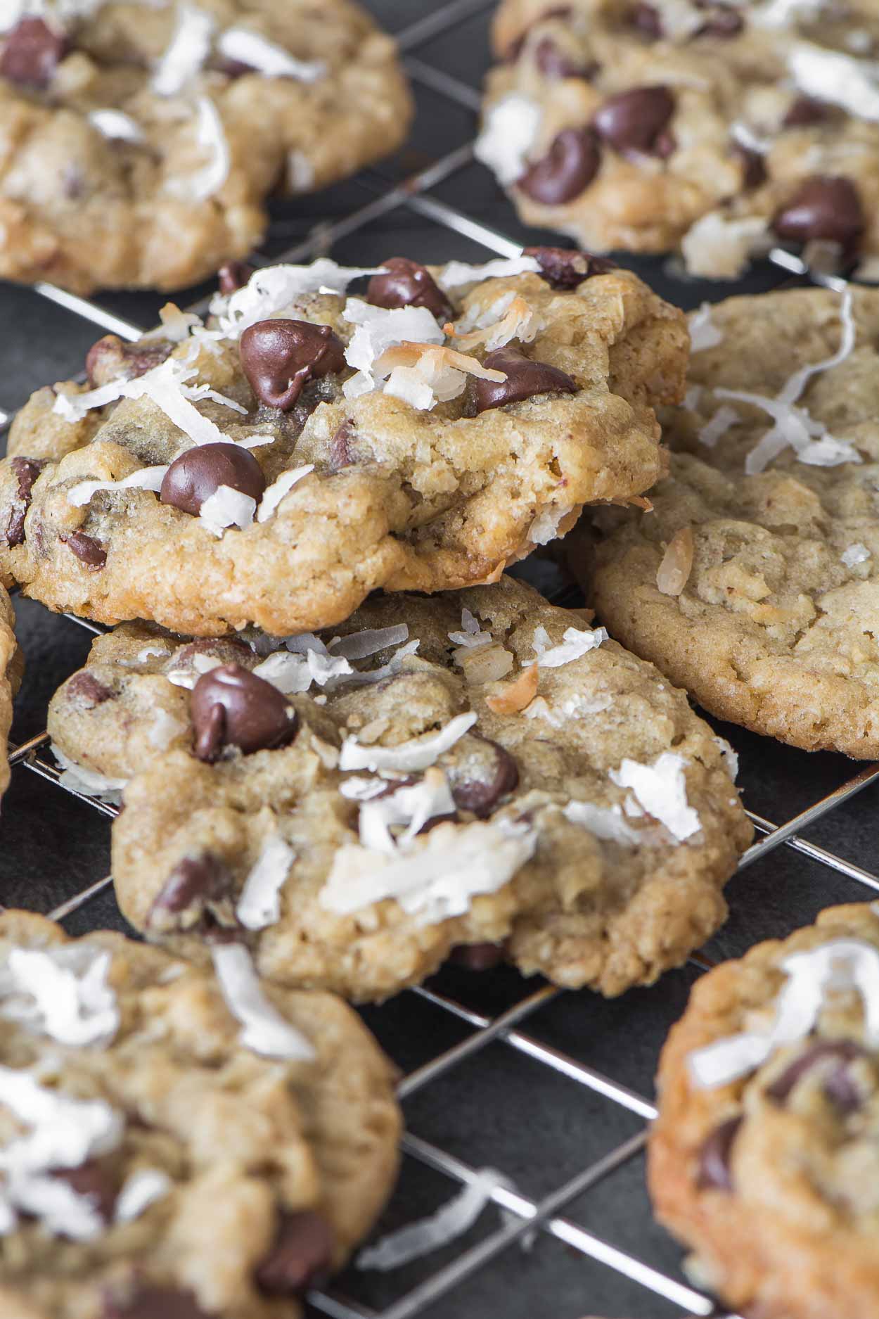 Chocolate Chip Coconut Oat Cookies are rich chocolate chip cookies full of depth and flavor. | Simple Revisions