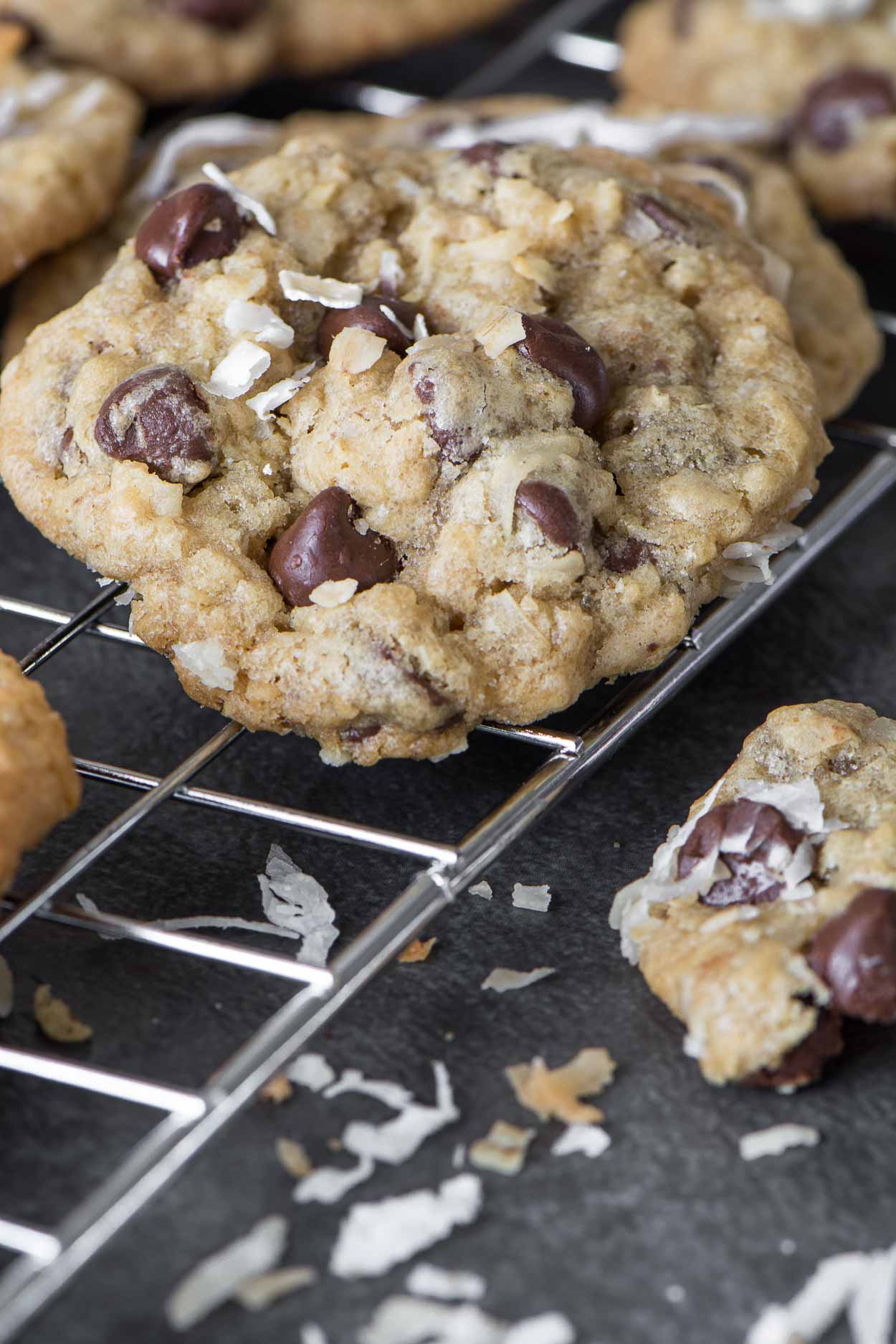 Chocolate Chip Coconut Oat Cookies are rich chocolate chip cookies full of depth and flavor. | Simple Revisions