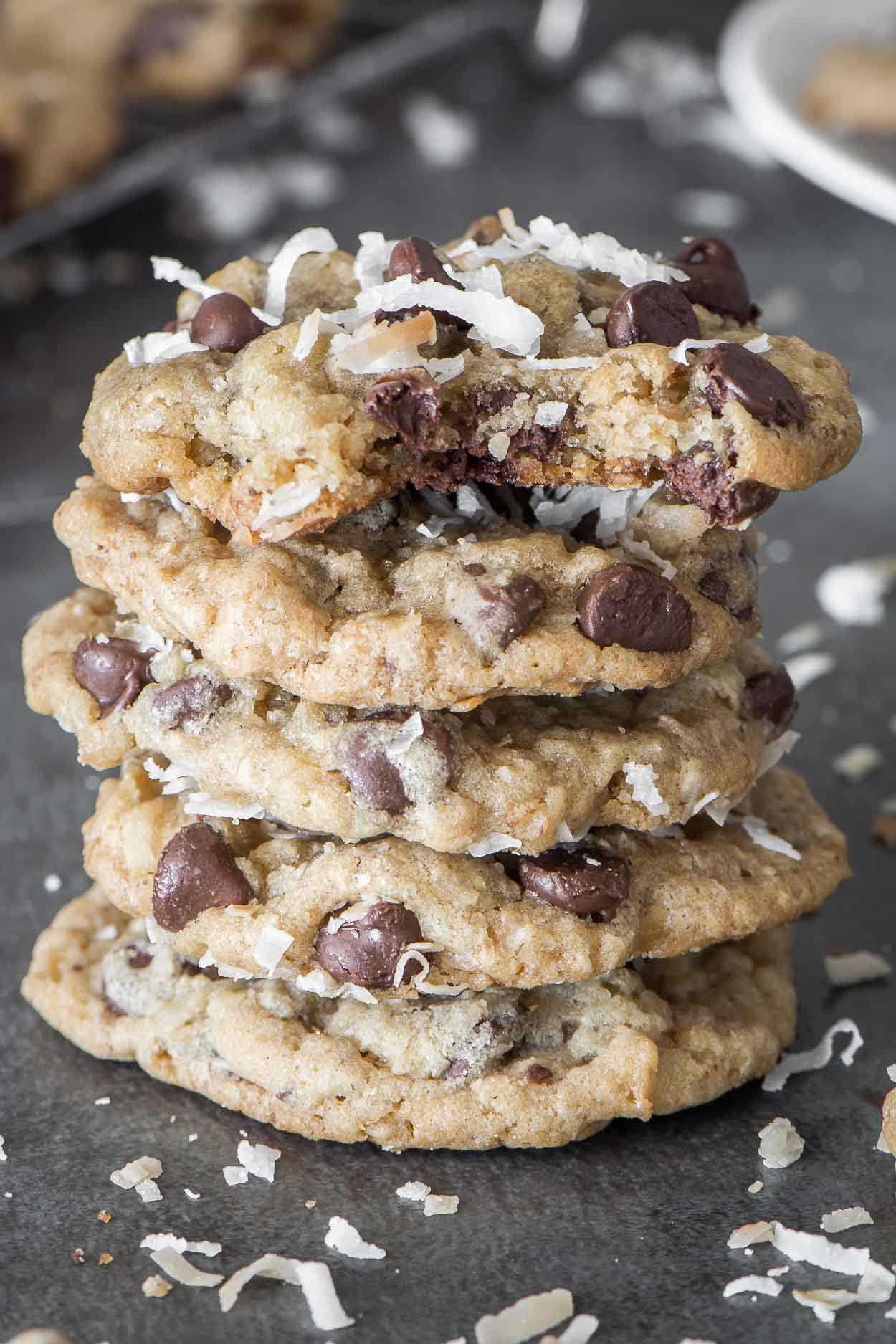 Chocolate Chip Coconut Oat Cookies are rich chocolate chip cookies full of depth and flavor. | Simple Revisions
