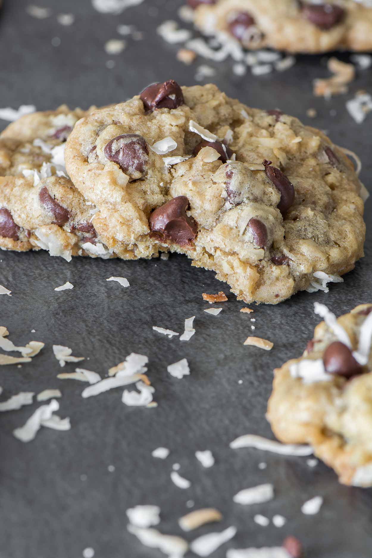 Chocolate Chip Coconut Oat Cookies are rich chocolate chip cookies full of depth and flavor. | Simple Revisions