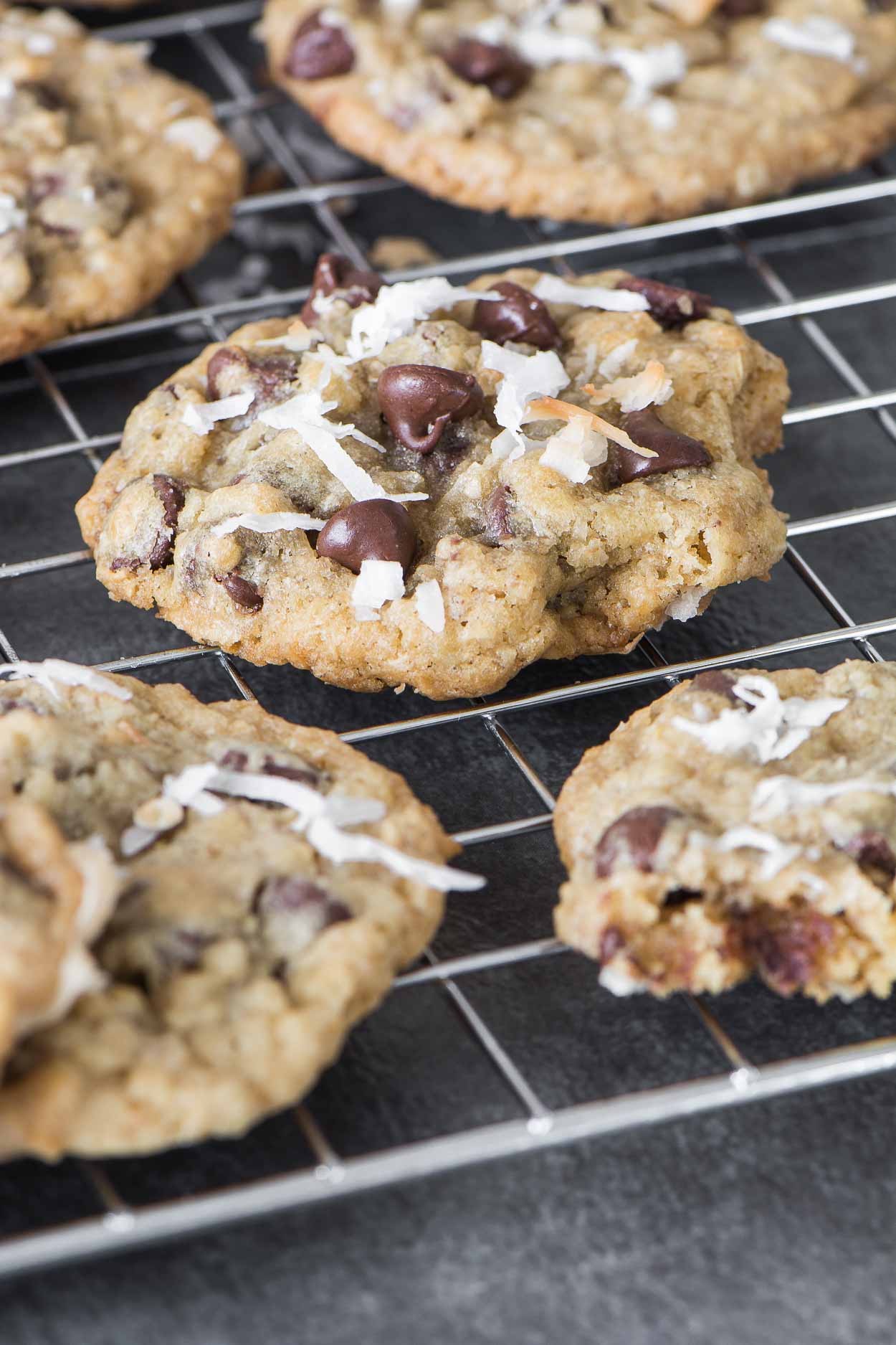 Chocolate Chip Coconut Oat Cookies are rich chocolate chip cookies full of depth and flavor. | Simple Revisions