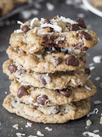 Chocolate Chip Coconut Oat Cookies are rich chocolate chip cookies full of depth and flavor. | Simple Revisions