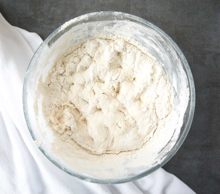 Dough mixture in a bowl. 